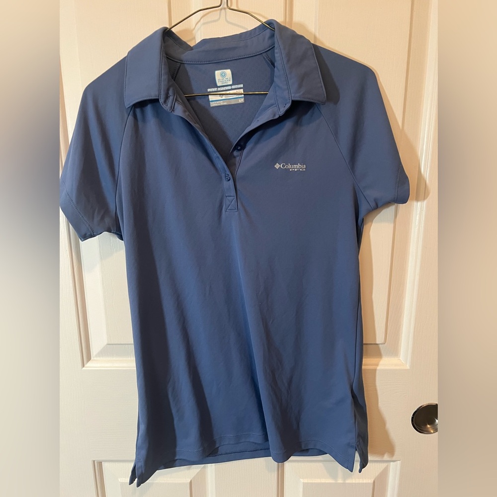 Women’s S Columbia PFG Blue Polo Shirt